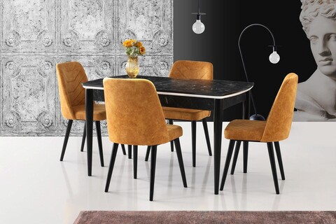 Masa extensibila, Nmobb, Vega, MDF , Alb/Negru