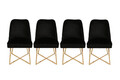 Set scaune 4 piese, Nmobb, Madrid 911 V4, Metal, Aur/Negru