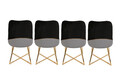 Set scaune 4 piese, Nmobb, Madrid 911 V4, Metal, Aur/Negru
