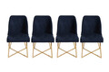 Set scaune 4 piese, Nmobb, Madrid 908 V4, Metal, Auriu / Albastru închis