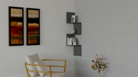 Raft de perete, Puqa Design, Zikzak, PAL, Antracit