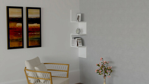 Raft de perete, Puqa Design, Zikzak, 25x105 cm, PAL, Alb