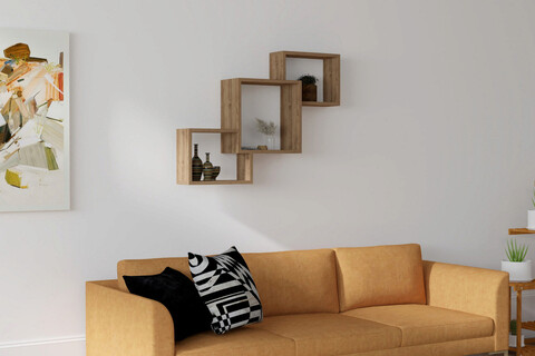 Raft de perete, Puqa Design, Silver, 98x72x19 cm, PAL, Maro