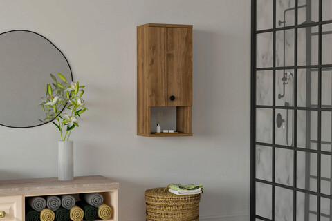 Dulap de baie, Puqa Design, Mis, 30x71x21 cm, PAL, Maro