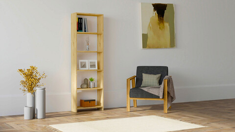 Corp biblioteca, Puqa Design, New, 160x50x19 cm, PAL, Stejar