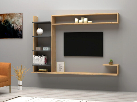 Comoda TV, Puqa Design, Noble, 180x121 cm, PAL, Safir / Antracit