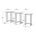 Set masute 3 piese, Hanah Home, Stoli, Pin Atlantic / Negru
