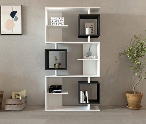 Corp biblioteca, Puqa Design, Icardi, 90x171 cm, PAL, Alb / Antracit