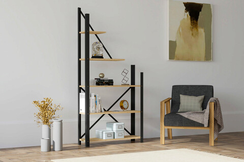 Corp biblioteca, Puqa Design, Eagle, 80x169 cm, PAL, Safir / Negru