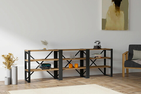 Consola, Puqa Design, Prof, 210x58 cm, PAL, Nuc / Negru