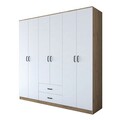 Dulap pentru haine, Rani, BA111, 210x210x51 cm, PAL, Nuc/Alb