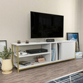 Comoda TV, Retricy, Oneida, 140x35.3x50.8 cm, PAL, Aur/Alb