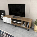 Comoda TV, Retricy, Olyo, 140x35x40 cm, PAL, Nuc/Alb