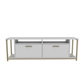 Comoda TV, Retricy, Omar, 160x35x50 cm, PAL, Alb/Auriu