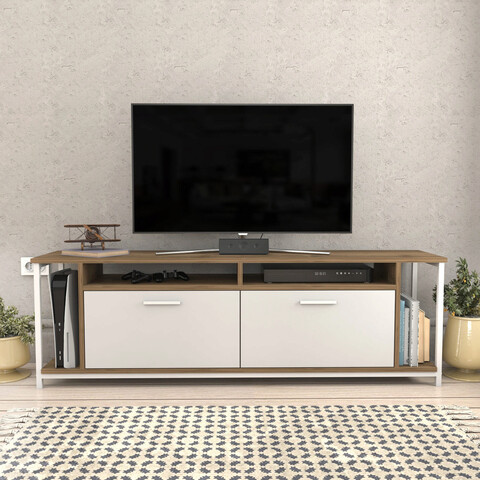 Comoda TV, Retricy, Omar, 160x35x50 cm, PAL, Alb/Maro