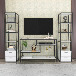 198x39x160 cm, Negru;Alb