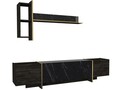 Set mobilier living, Talon, Veyron Set 1, PAL, Negru/Auriu