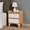 Noptiera, Hanah Home, Tuvalle 041, .45x59x40 cm, Stejar Safir / Alb