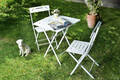 Set mobilier de gradina 3 piese, Valovi, Bistro Set 2, MDF , Alb