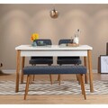 Set masa si scaune 4 piese, Vella, Costa Atlantic-White Navy Blue, PAL, Pin Atlantic / Albastru Marin