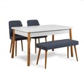 Set masa si scaune 4 piese, Vella, Costa Atlantic-White Navy Blue, PAL, Pin Atlantic / Albastru Marin