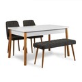Set masa si scaune 4 piese, Vella, Costa Atlantic White-Anthracite, PAL, Pin Atlantic / Alb / Antracit