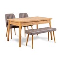 Set masa extensibila si 4 scaune, Vella, Santiago Atlantice -Soho Grey, PAL, Pin Atlantic / Gri