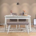 Set masa extensibila si 4 scaune, Vella, Santiago White-Soho Grey, PAL, Alb/Gri