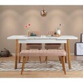Set masa extensibila si 4 scaune, Vella, Santiago White Atlantic-Stone, PAL, Pin Atlantic / Alb / Piatră