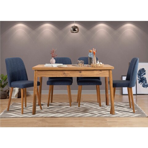 Set masa si scaune 5 piese, Vella, Costa Atlantice-Navy Blue, PAL, Pin Atlantic / Albastru Marin