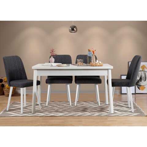 Set masa si scaune 5 piese, Vella, Costa White-Anthracite, PAL, Alb / Antracit