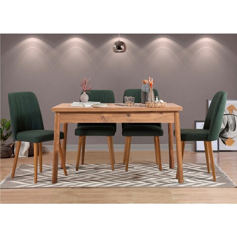 Set masa si scaune 5 piese, Vella, Costa Atlantice-Green, PAL, Pin Atlantic / Verde