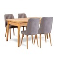 Set masa extensibila si 4 scaune, Vella, Santiago Atlantic Grey, PAL, Pin Atlantic / Gri