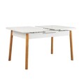 Set masa extensibila si 4 scaune, Vella, Santiago White Grey Atlantic Pine, PAL, Pin Atlantic / Alb / Gri