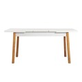 Set masa extensibila si 4 scaune, Vella, Santiago White Grey Atlantic Pine, PAL, Pin Atlantic / Alb / Gri