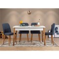 Set masa extensibila si 4 scaune, Vella, Santiago Atlantic Navy Blue, PAL, Pin Atlantic / Albastru Marin