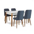 Set masa extensibila si 4 scaune, Vella, Santiago Atlantic Navy Blue, PAL, Pin Atlantic / Albastru Marin