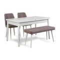 Set masa extensibila si 6 scaune, Vella, Santiago White Grey, PAL, Alb/Gri
