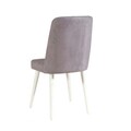 Set masa extensibila si 6 scaune, Vella, Santiago White Grey, PAL, Alb/Gri