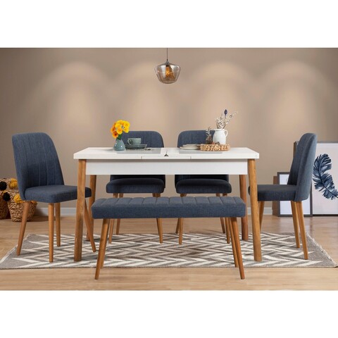 Set masa extensibila si 6 scaune, Vella, Santiago 1048, PAL, Pin Atlantic / Albastru Marin