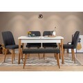 Set masa extensibila si 6 scaune, Vella, Santiago 1053, PAL, Pin Atlantic / Alb / Antracit