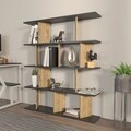 Corp biblioteca, Zena Home, Grace, 120x141x24 cm, PAL, Negru / Stejar