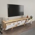 Comoda TV, Zena Home, 3 D, 160x45x35 cm, PAL, Stejar / Alb