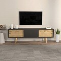 Comoda TV, Zena Home, Ecrin, 160x45x34 cm, PAL, Antracit / Stejar