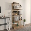 Corp biblioteca, Zena Home, Arya, 80x160x24.6 cm, PAL, Stejar / Alb
