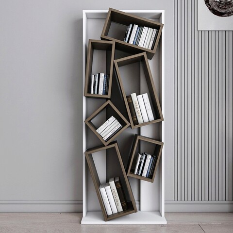 Corp biblioteca, Zena Home, Carmen, 63x153 cm, PAL, Alb/Maro