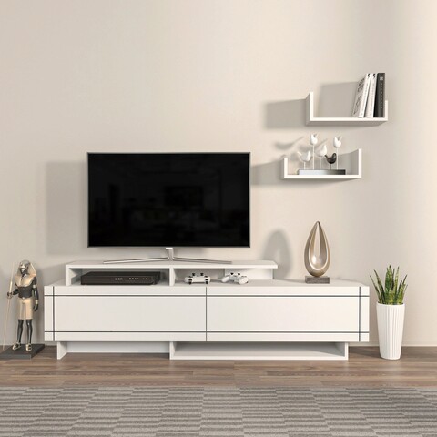 Comoda TV, Zena Home, Tammy, 180x54x36 cm, PAL, Alb