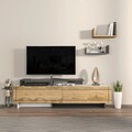 Comoda TV, Zena Home, Tammy, 180x54x36 cm, PAL, Alb / Stejar / Antracit