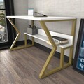Birou, Zena Home, Wake, 120x72 cm, PAL, Alb/Auriu