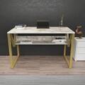 Birou, Zena Home, Lona, 120x72 cm, PAL, Alb/Auriu